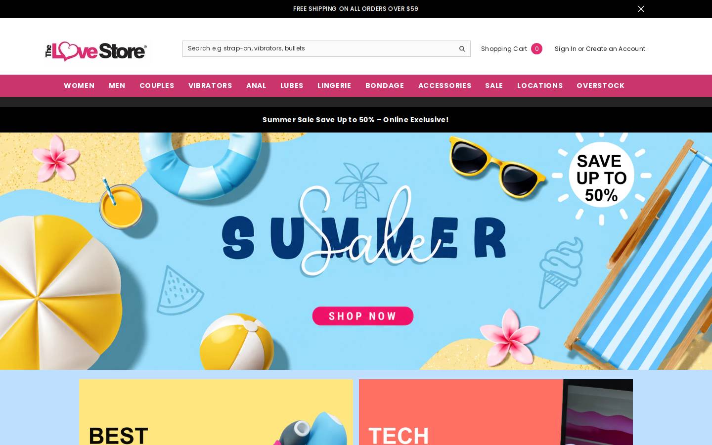 thelovestore.com homepage screenshot