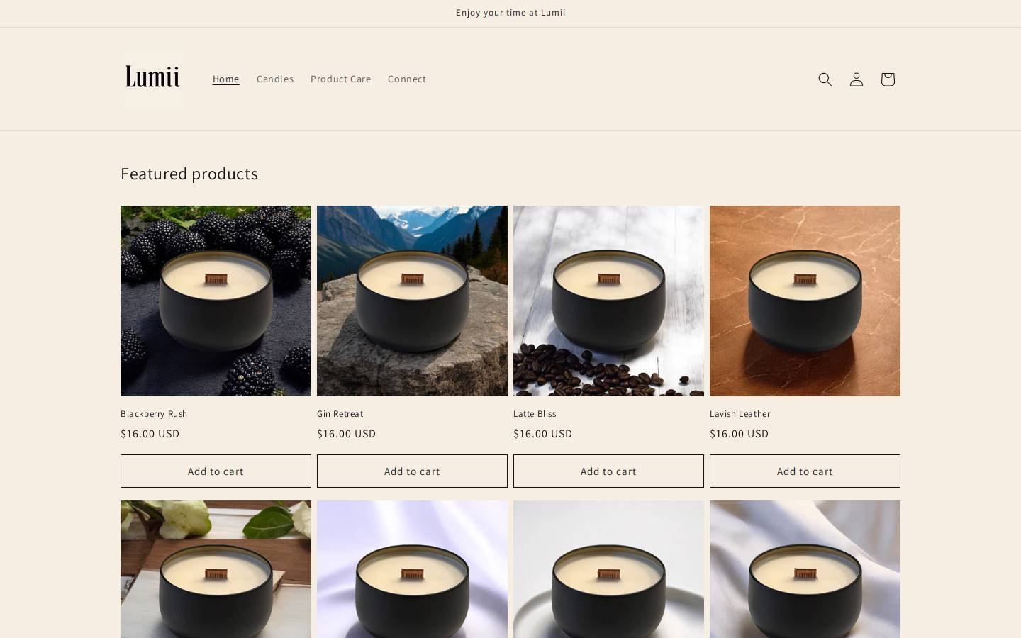 thelumiishop.com homepage screenshot