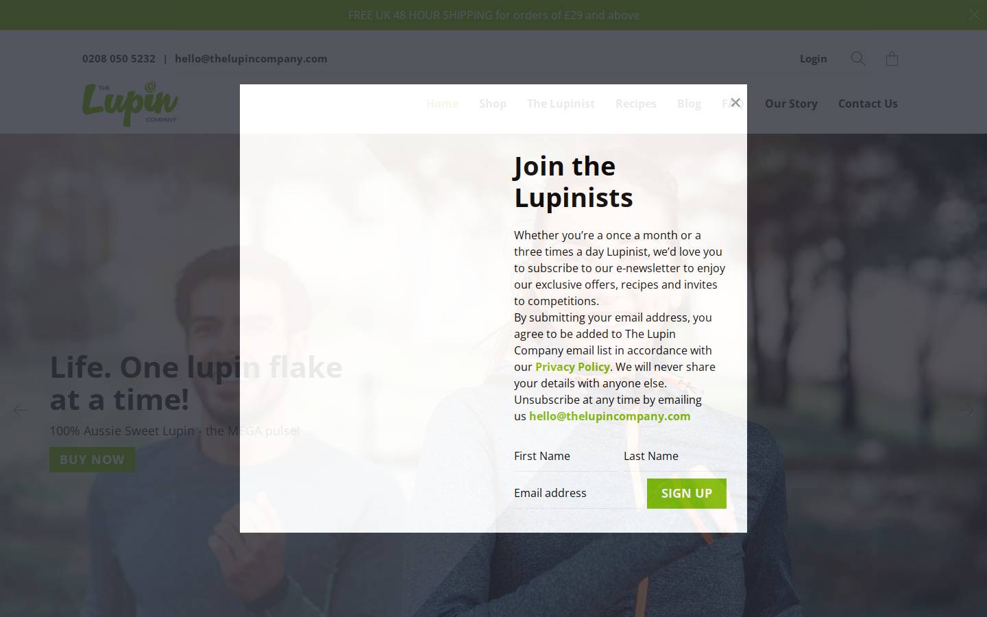 thelupincompany.com homepage screenshot