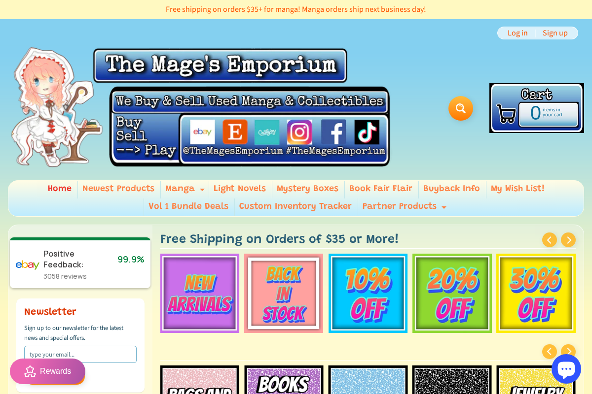 The Mage's Emporium homepage screenshot
