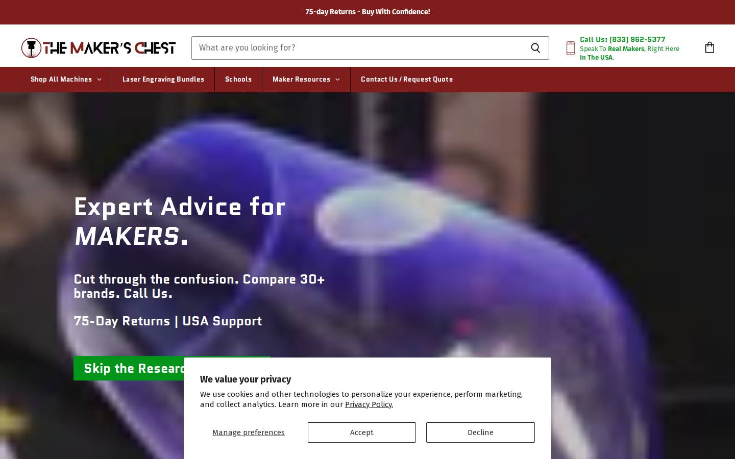 The Maker's Chest homepage screenshot