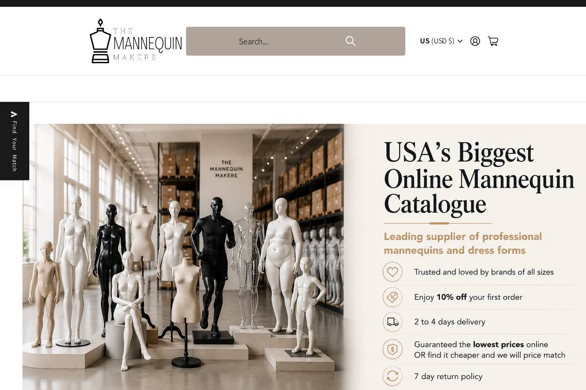 themannequinmakers.com homepage screenshot