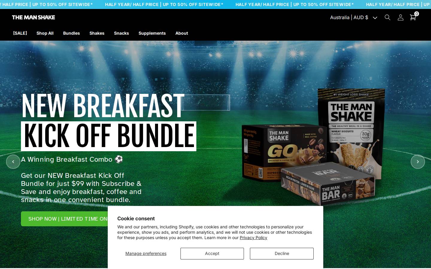 themanshake.com.au homepage screenshot