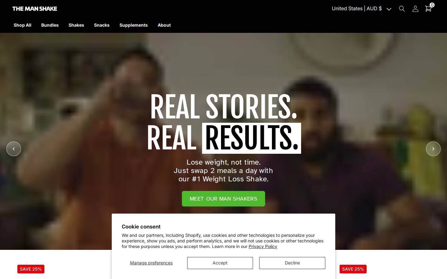 Themanshake homepage screenshot
