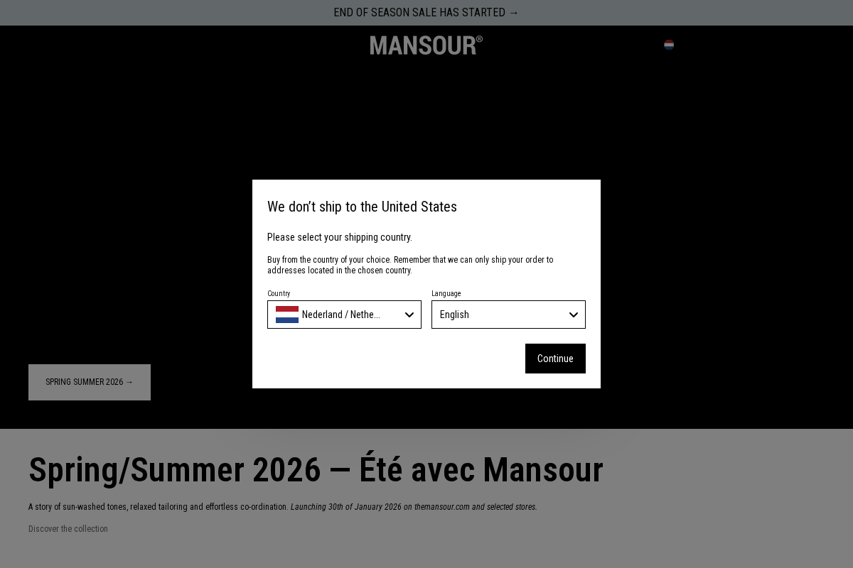 Mansour® homepage screenshot