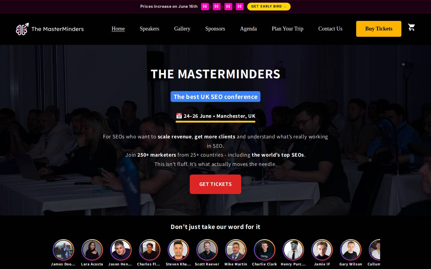 Themasterminders homepage screenshot
