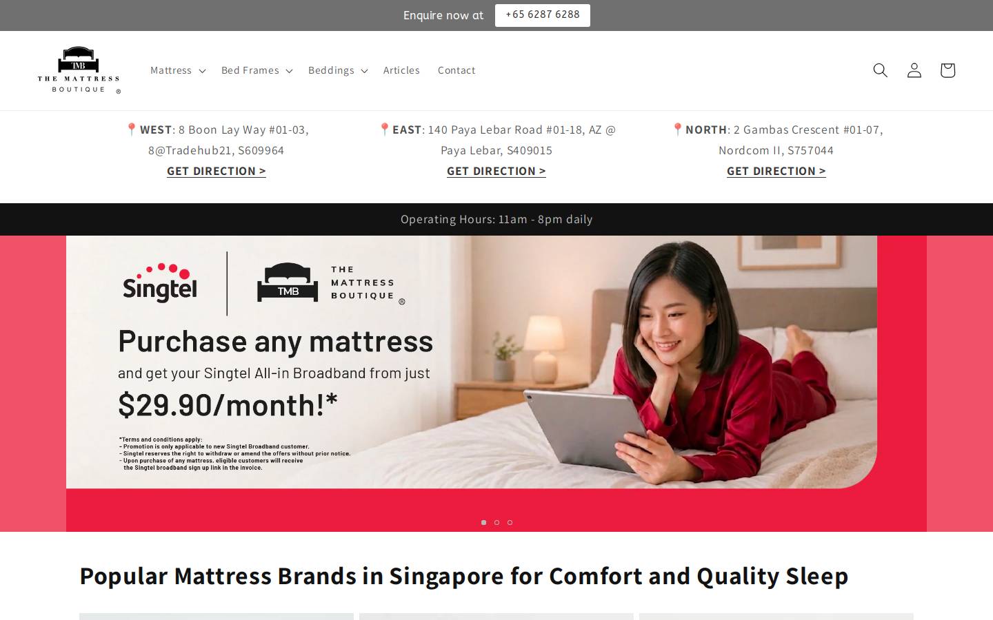 Themattressboutique homepage screenshot