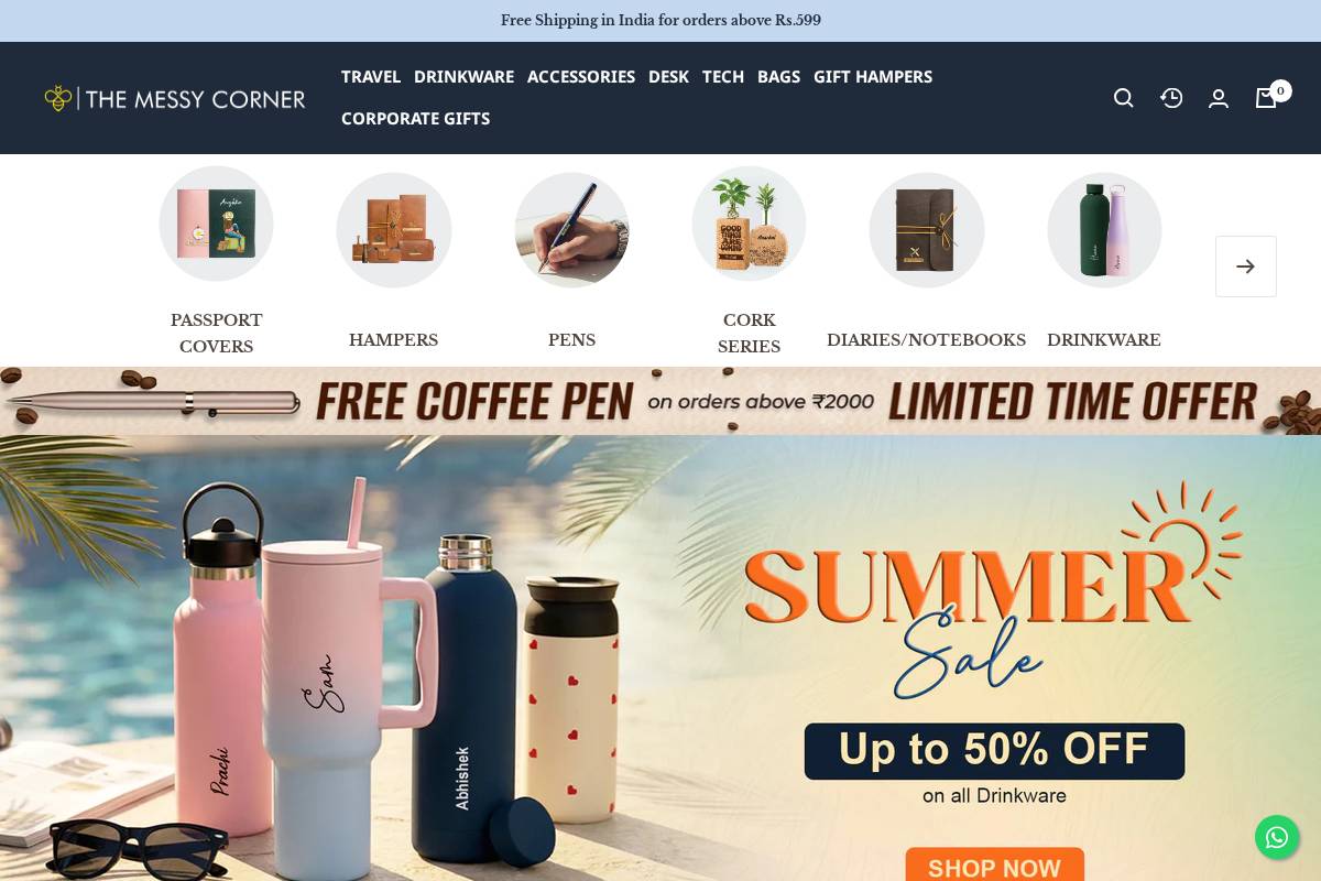 themessycorner.in homepage screenshot