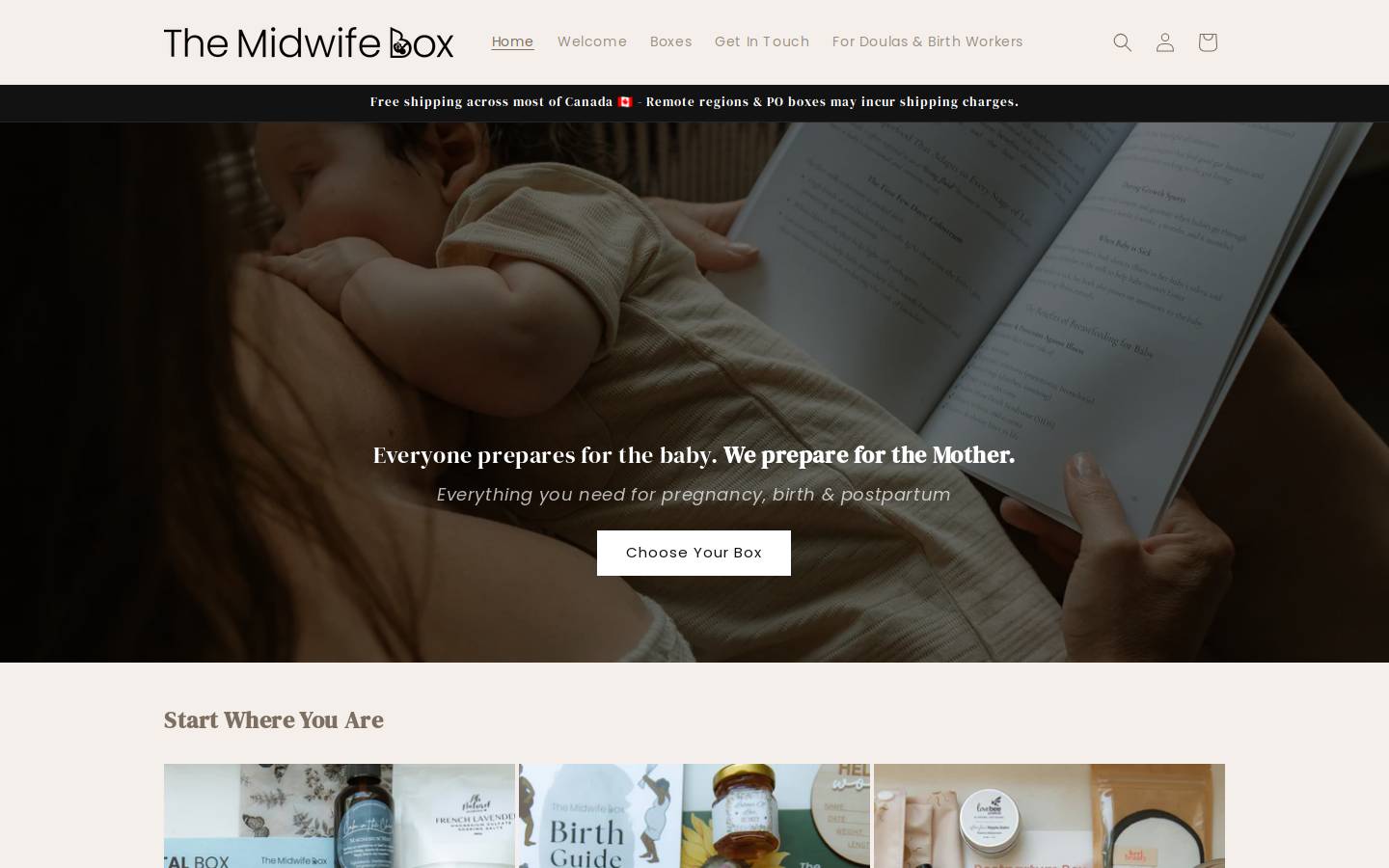 themidwifebox.com homepage screenshot