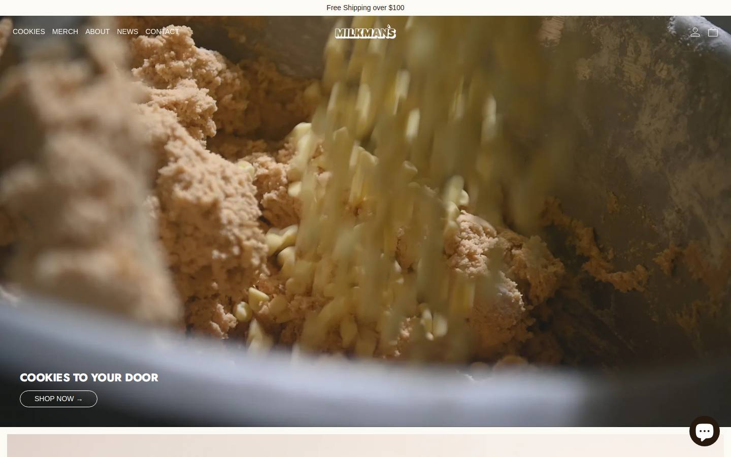 The Milkman's Cookies homepage screenshot