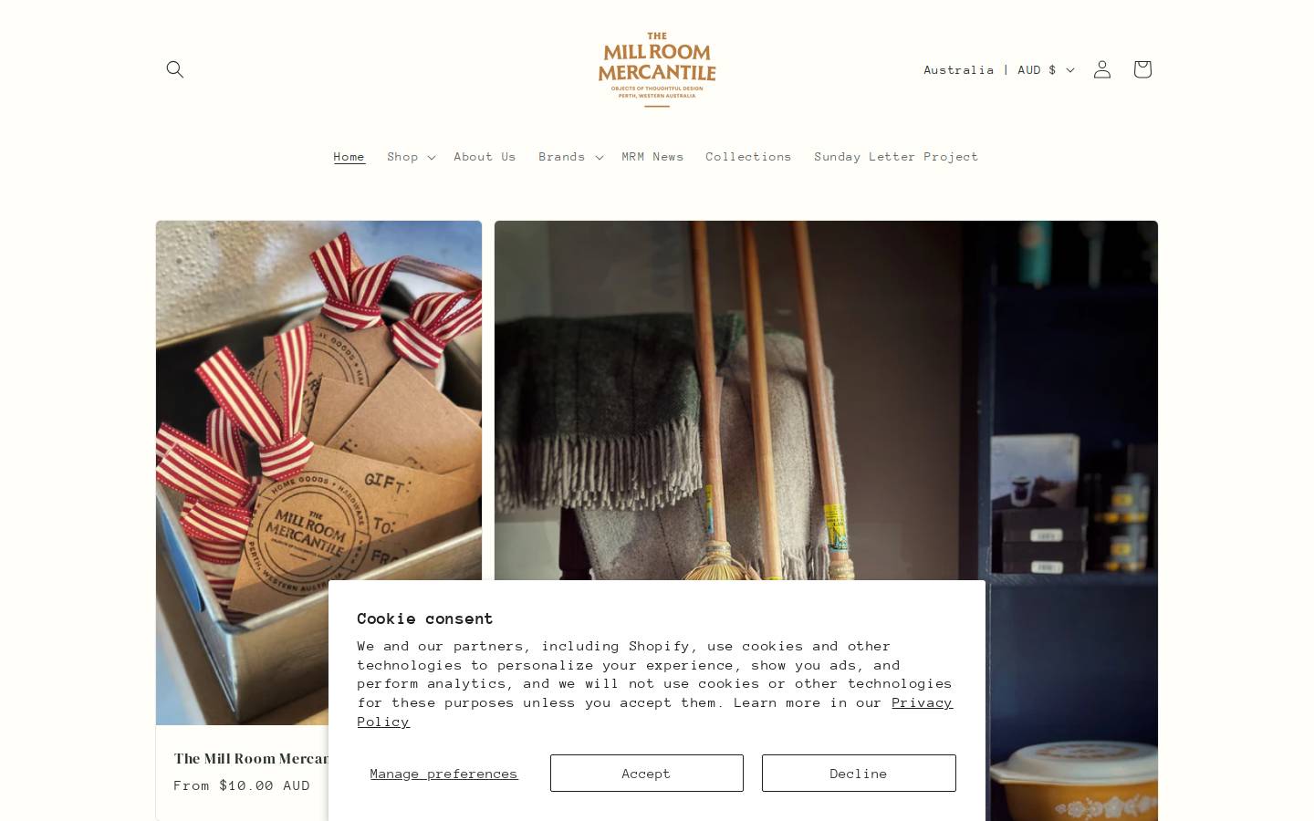 themillroommercantile.com homepage screenshot
