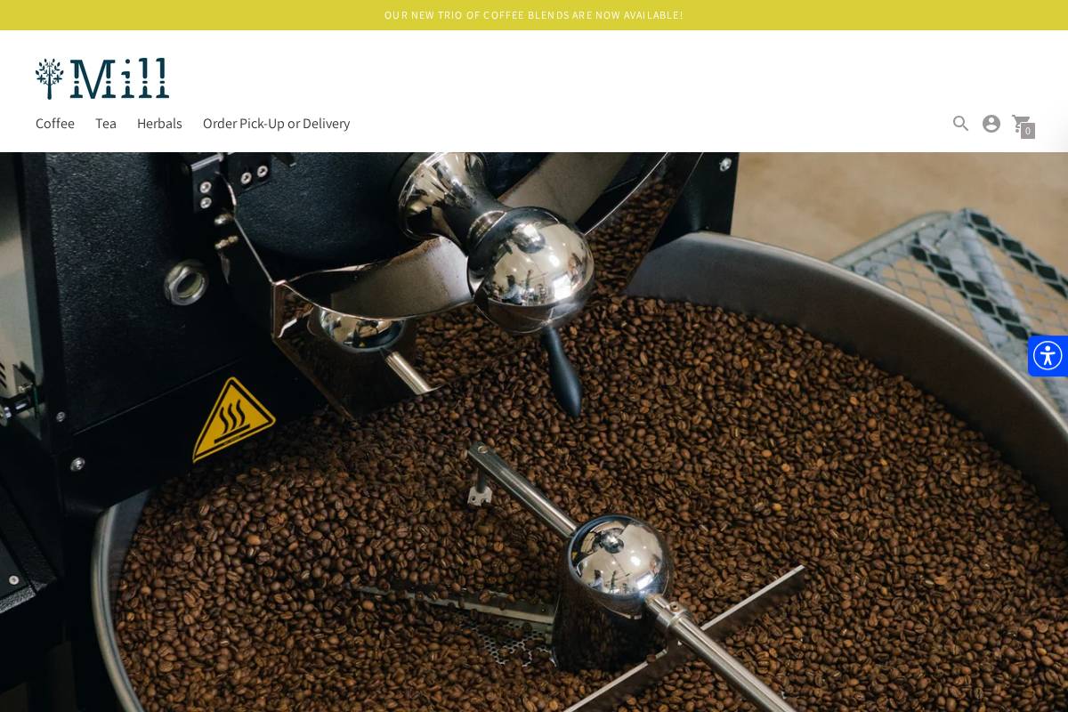 The Mill Coffee Roasting & Tea Studio homepage screenshot