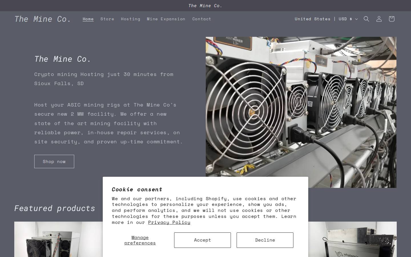 themineco.com homepage screenshot