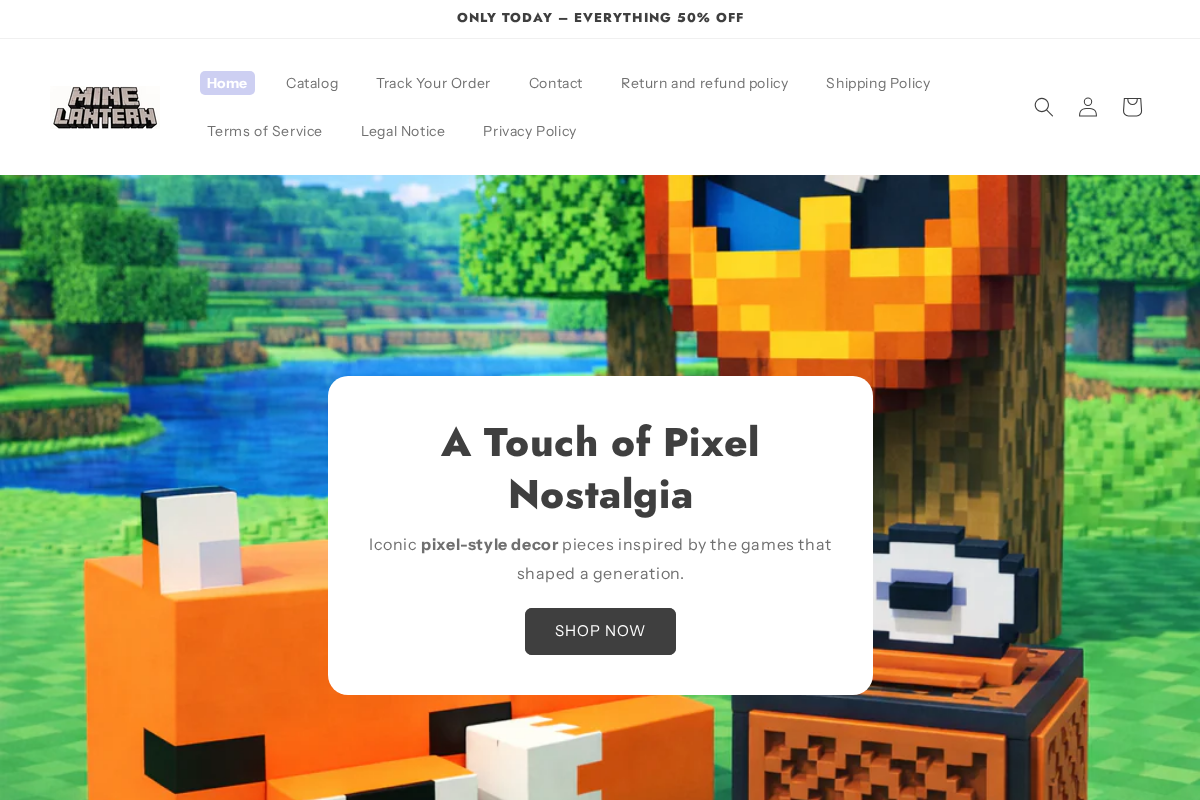 Theminelantern homepage screenshot