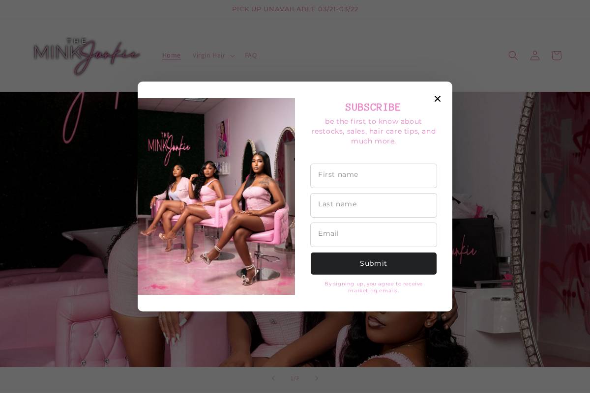 theminkjunkie.com homepage screenshot