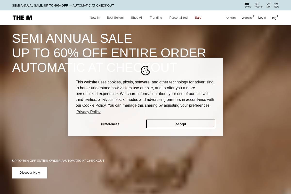 The M homepage screenshot