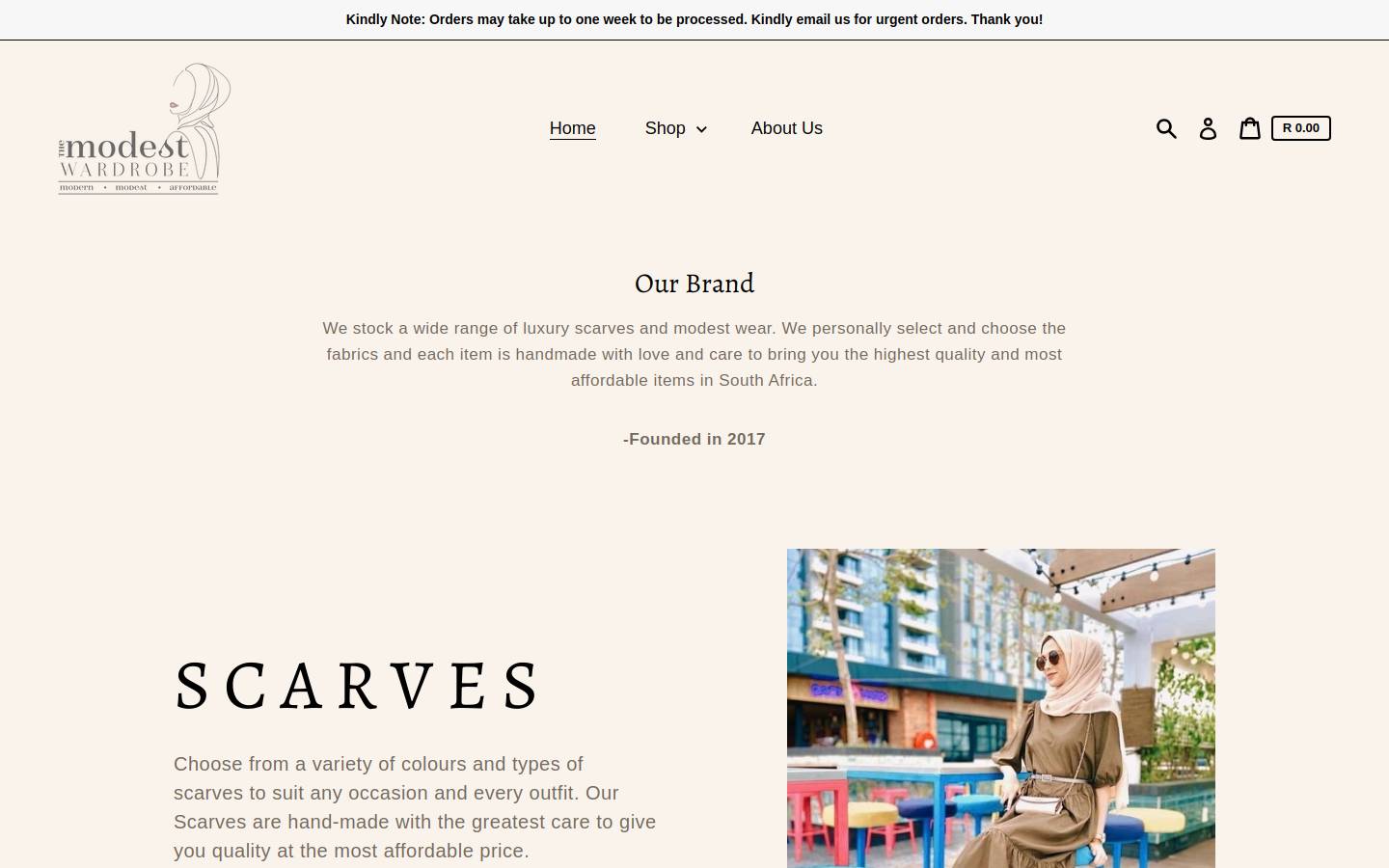 themodestwardrobe.co.za homepage screenshot
