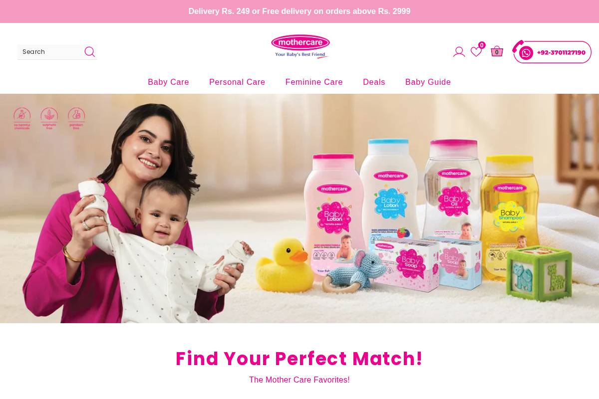 themothercare.pk homepage screenshot