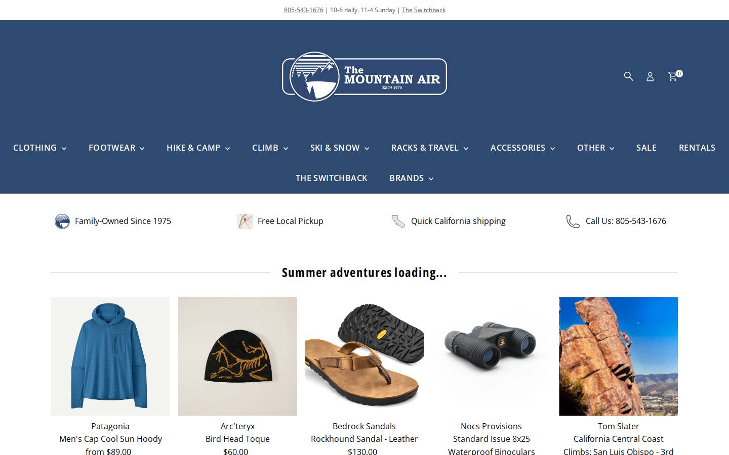 The Mountain Air homepage screenshot
