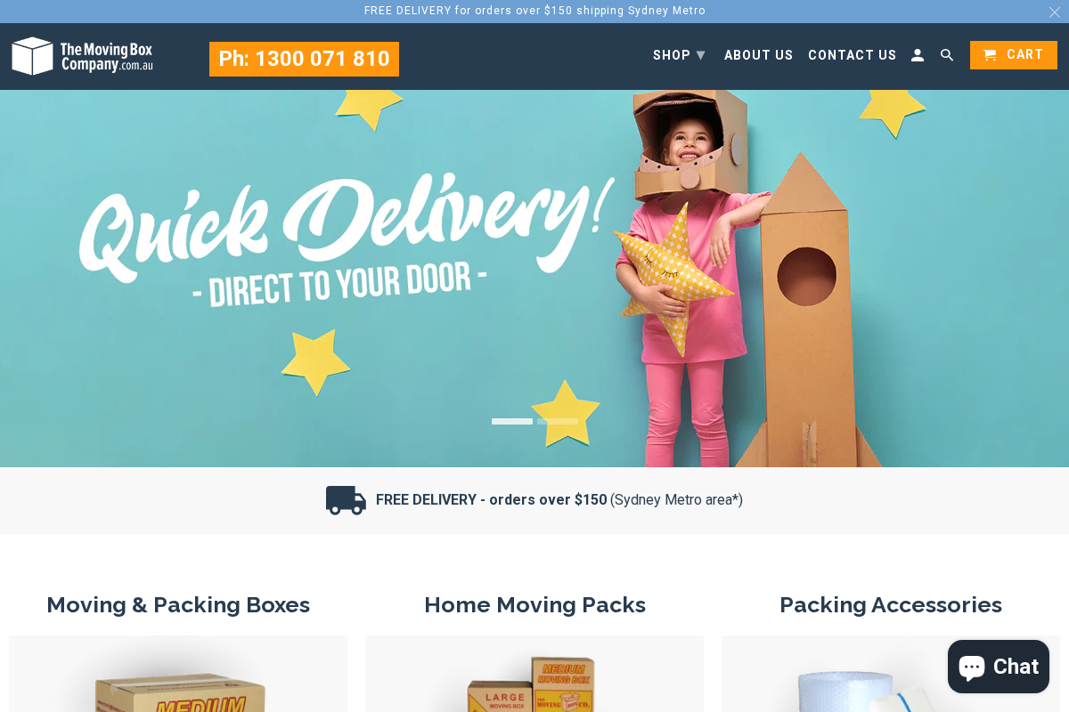 The Moving Box Company homepage screenshot