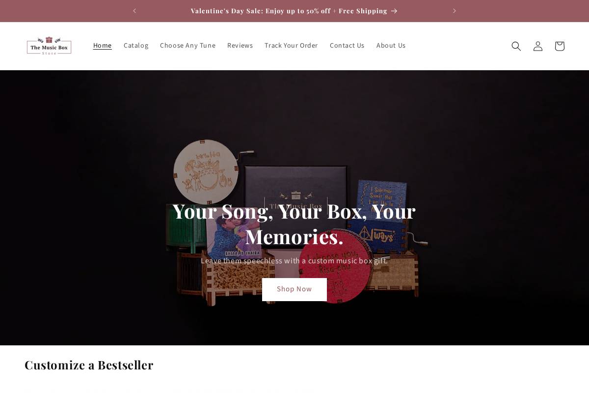 themusicbox.store homepage screenshot