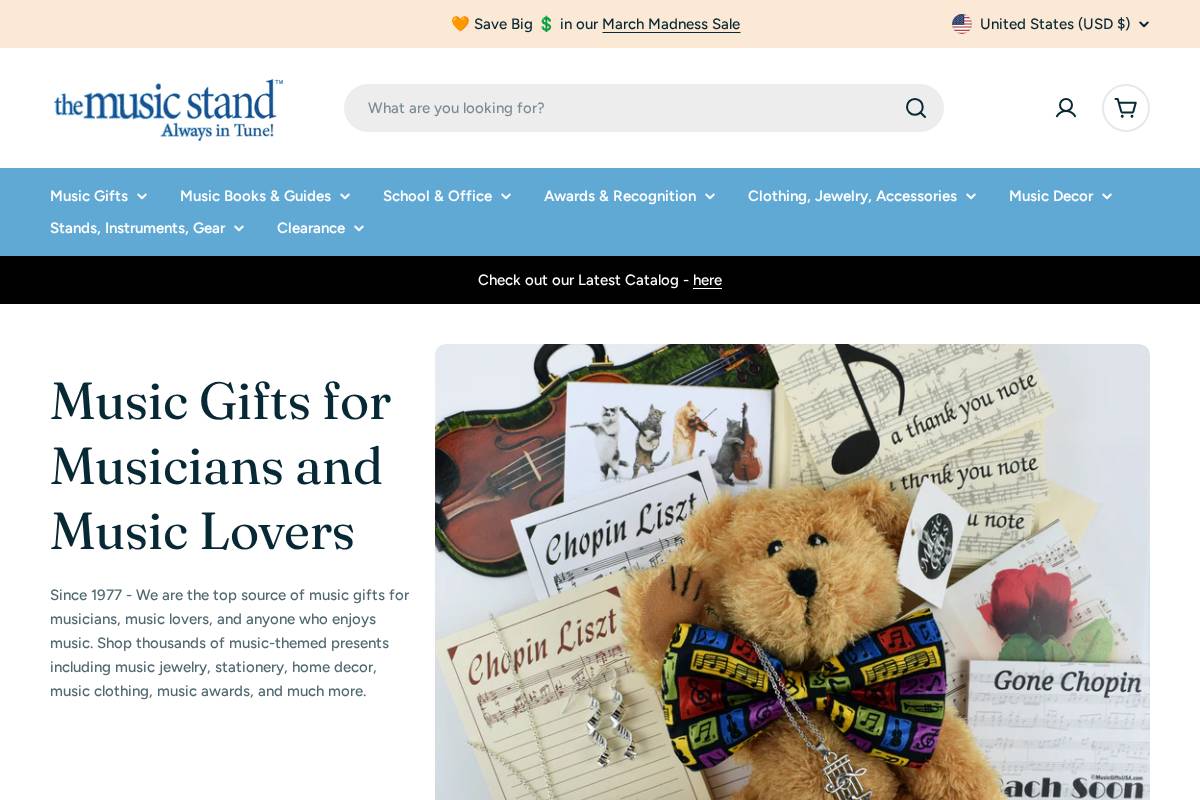 The Music Stand homepage screenshot