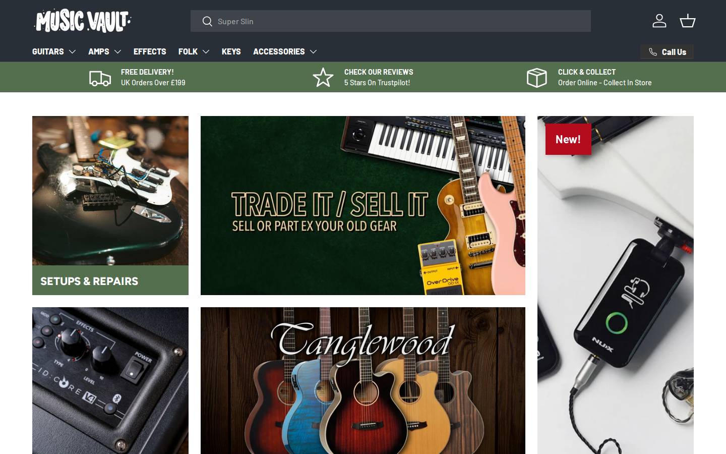Music Vault homepage screenshot