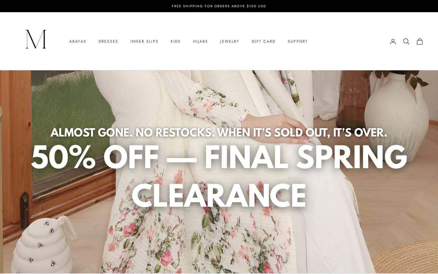 Themuslimcloset homepage screenshot