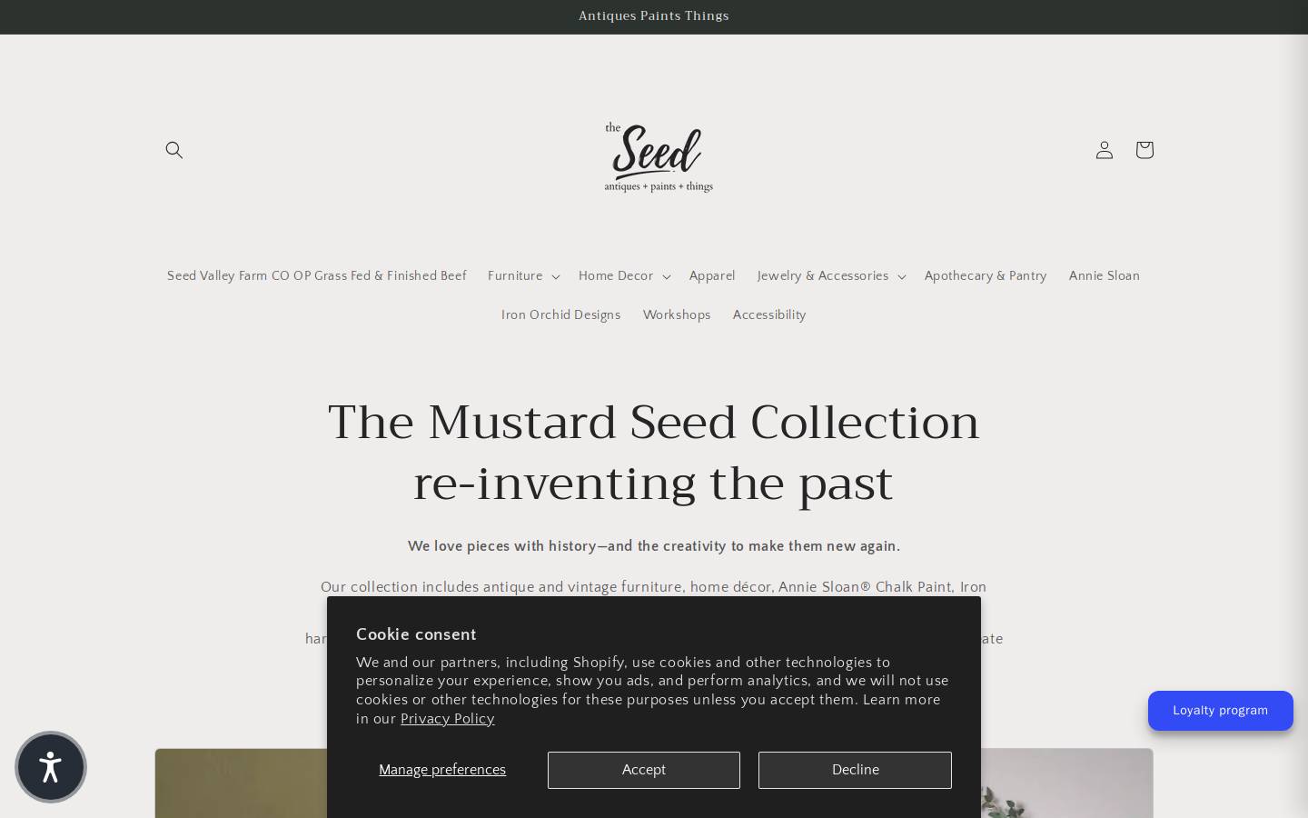 themustardseedcollection.com homepage screenshot