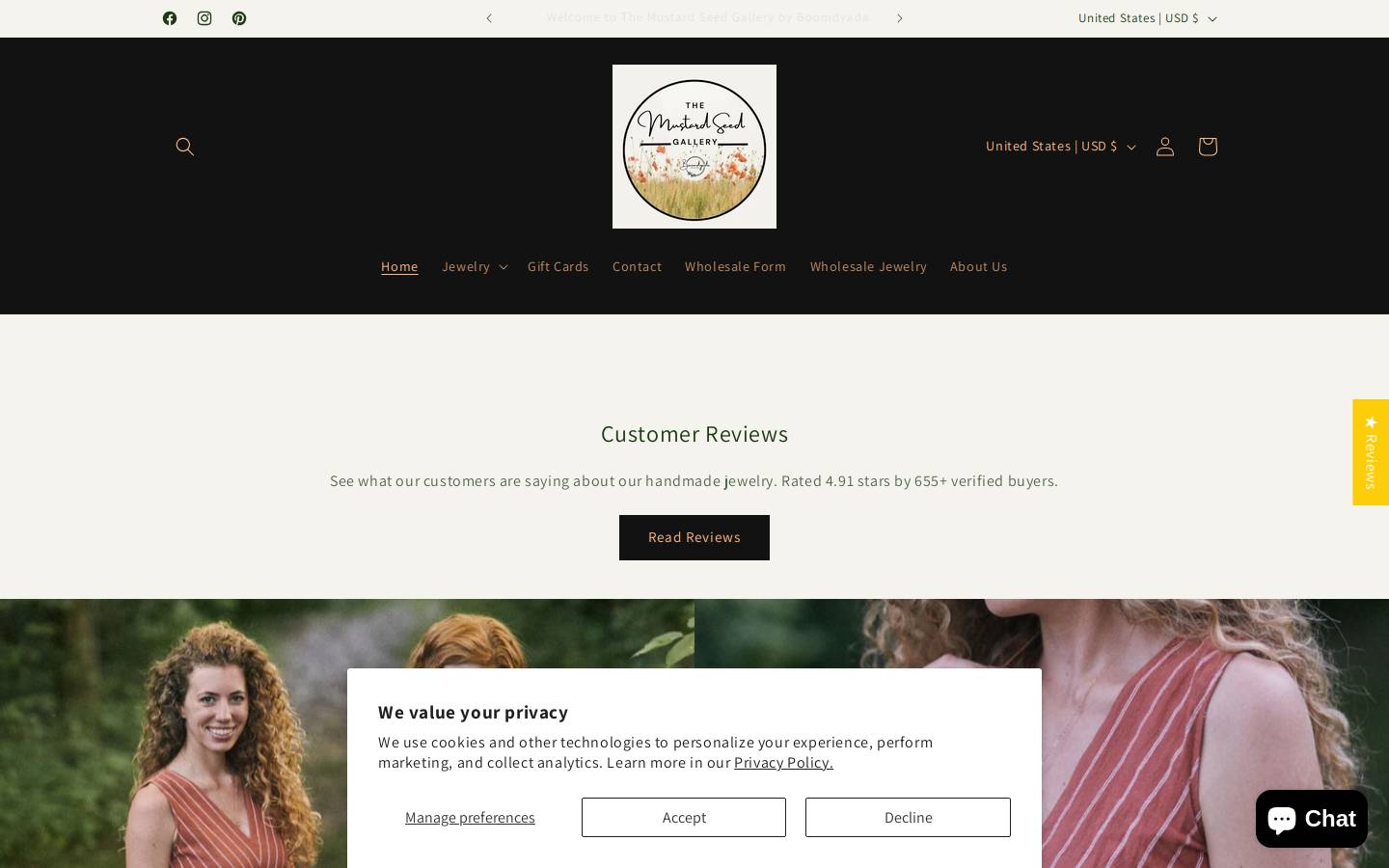 themustardseedgallery.com homepage screenshot