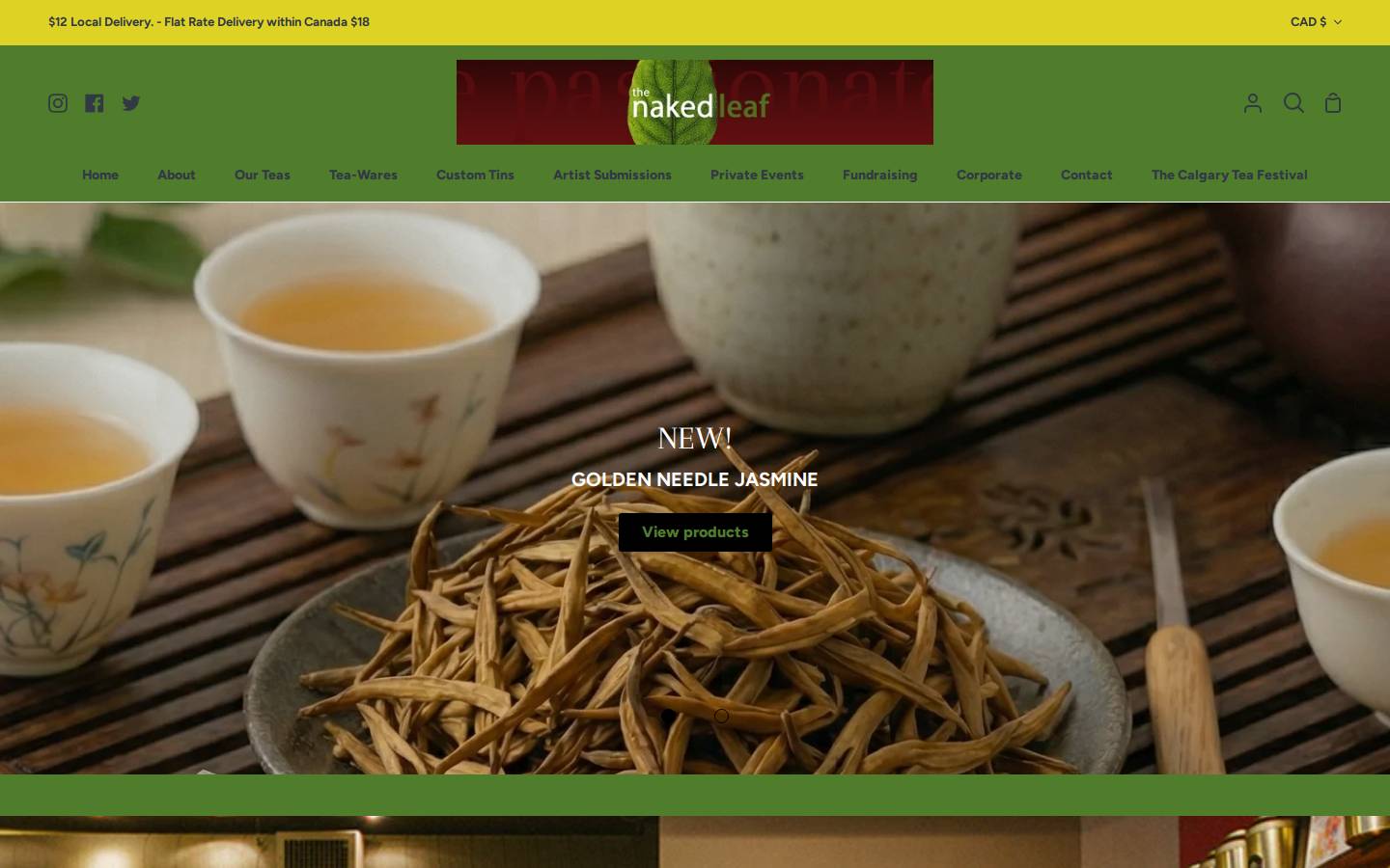 thenakedleaf.ca homepage screenshot