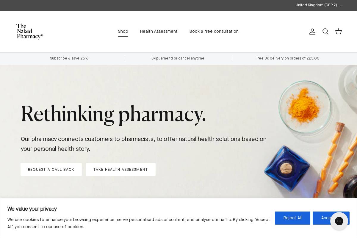 The Naked Pharmacy homepage screenshot