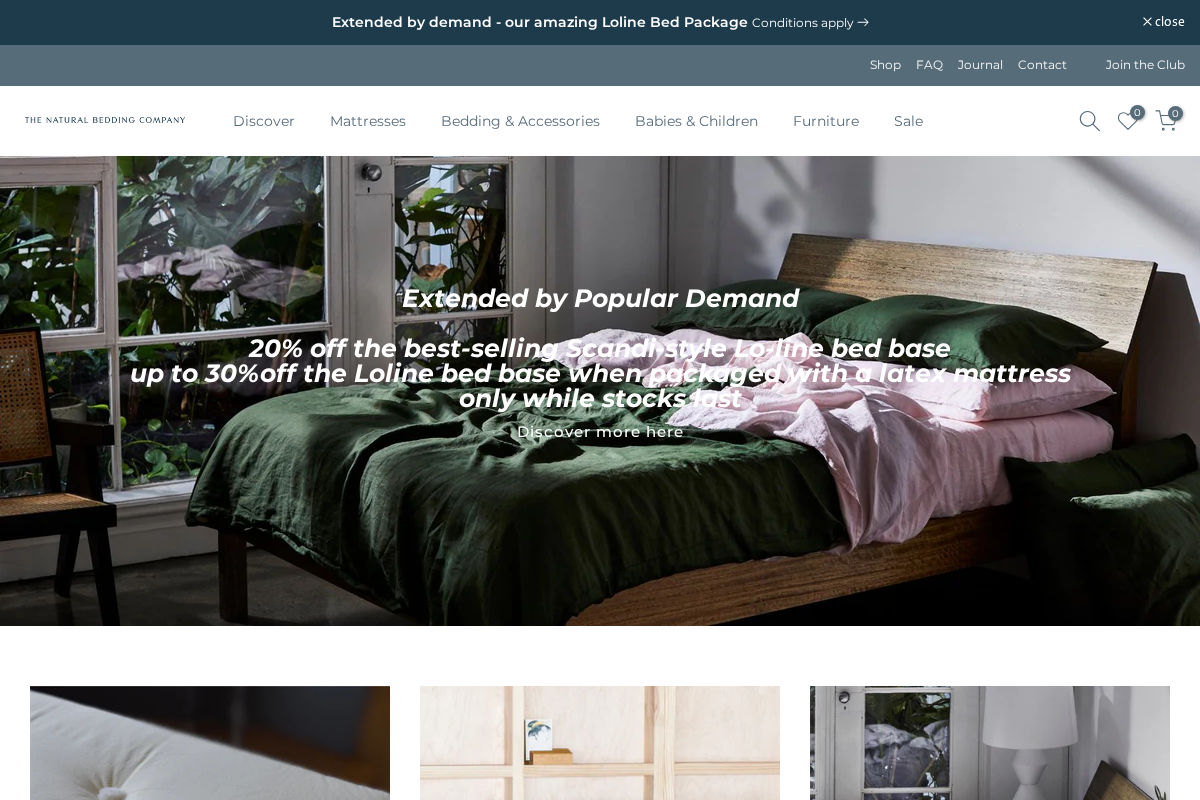 The Natural Bedding Company homepage screenshot