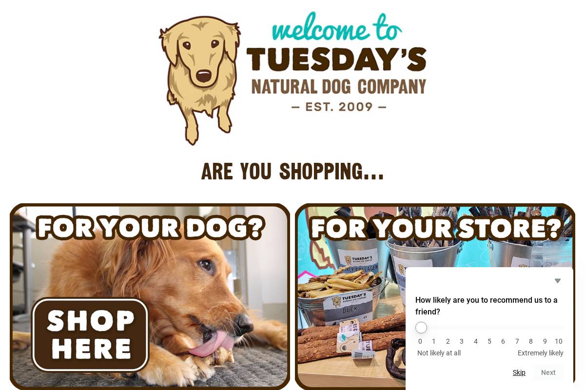 Thenaturaldogcompany homepage screenshot