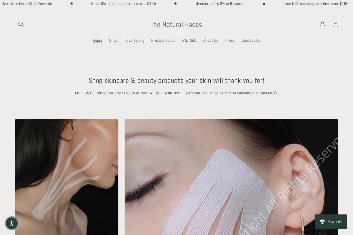 thenaturalfaces.com homepage screenshot
