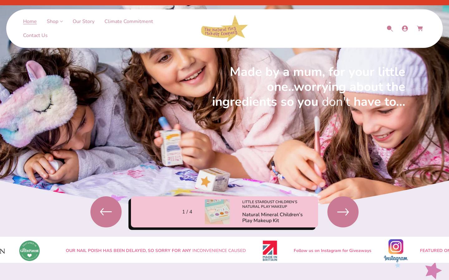 thenaturalplaymakeupcompany.com homepage screenshot