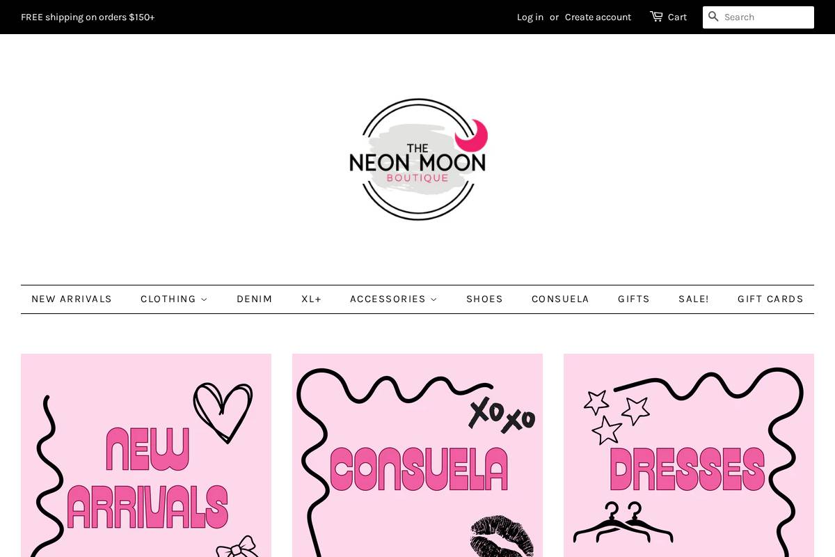 theneonmoonboutique.com homepage screenshot