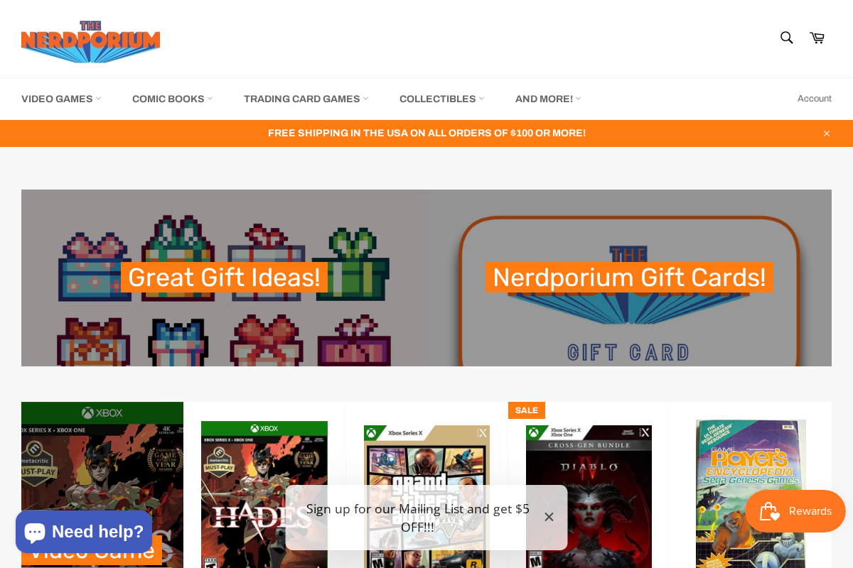 The Nerdporium homepage screenshot