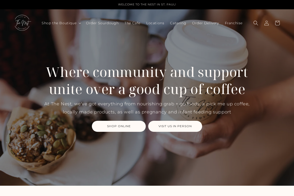 thenestcafeboutique.com homepage screenshot