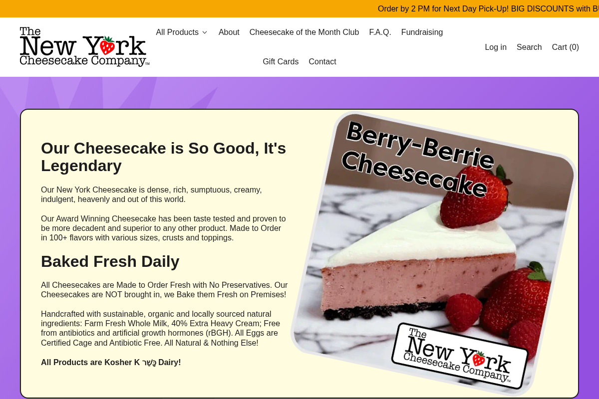 Thenewyorkcheesecakecompany homepage screenshot