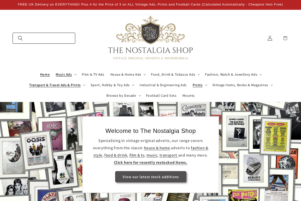 Thenostalgiashop homepage screenshot