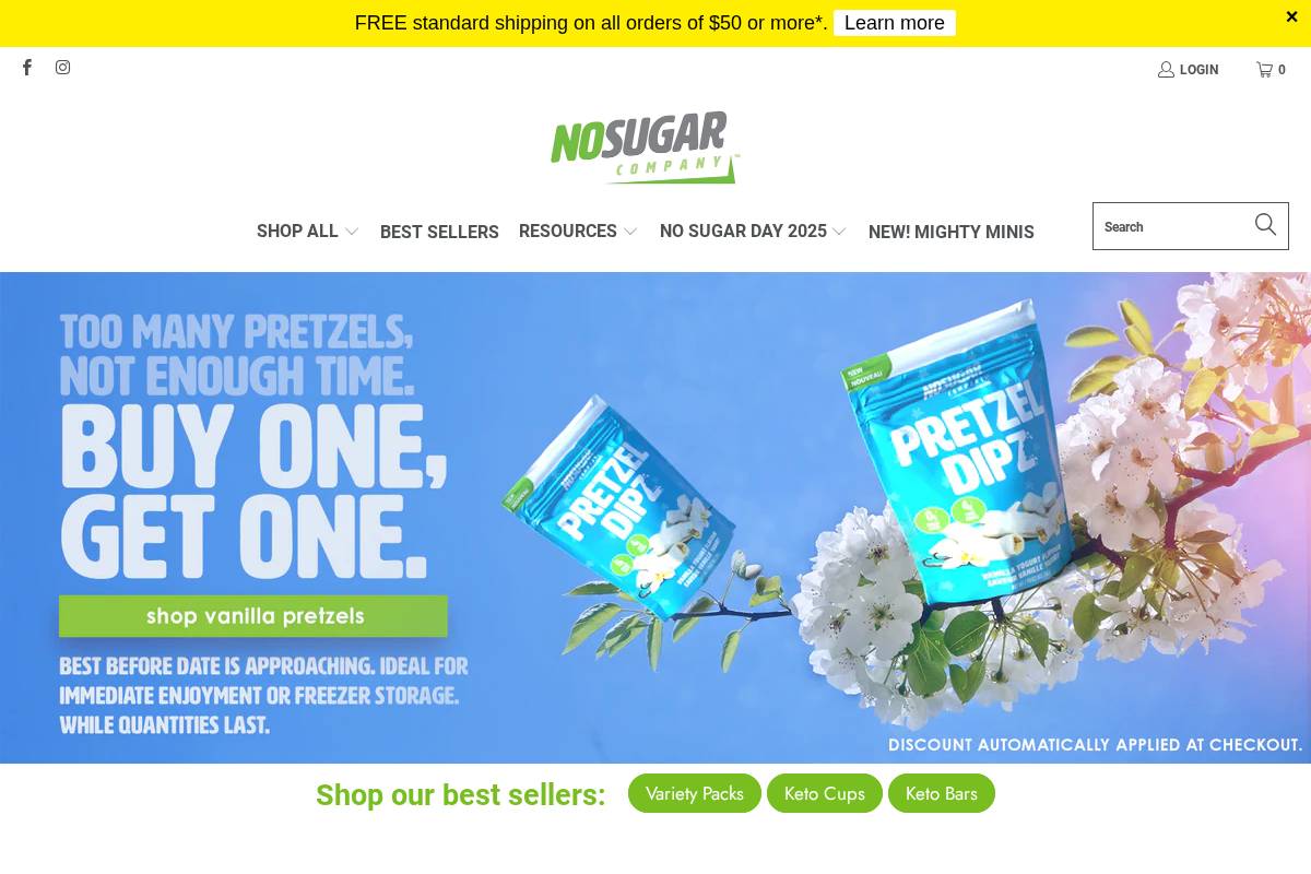 thenosugarcompany.com homepage screenshot