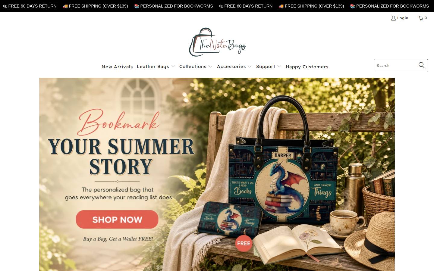 TheNoteBags homepage screenshot