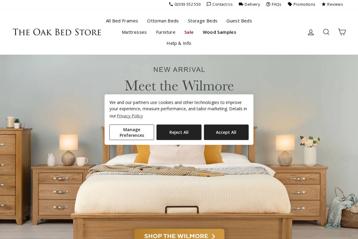 The Oak Bed Store homepage screenshot