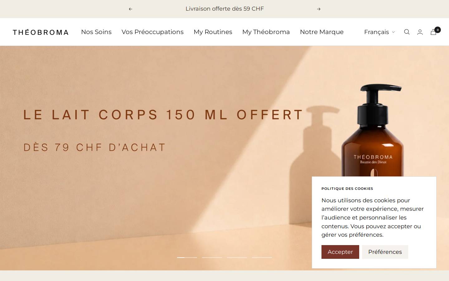 Théobroma beauty homepage screenshot