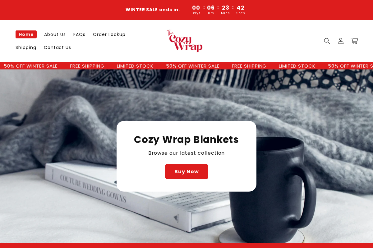 TheCozyWrap homepage screenshot