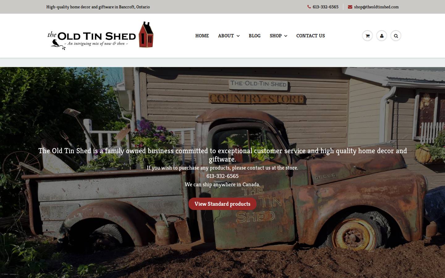 theoldtinshed.com homepage screenshot