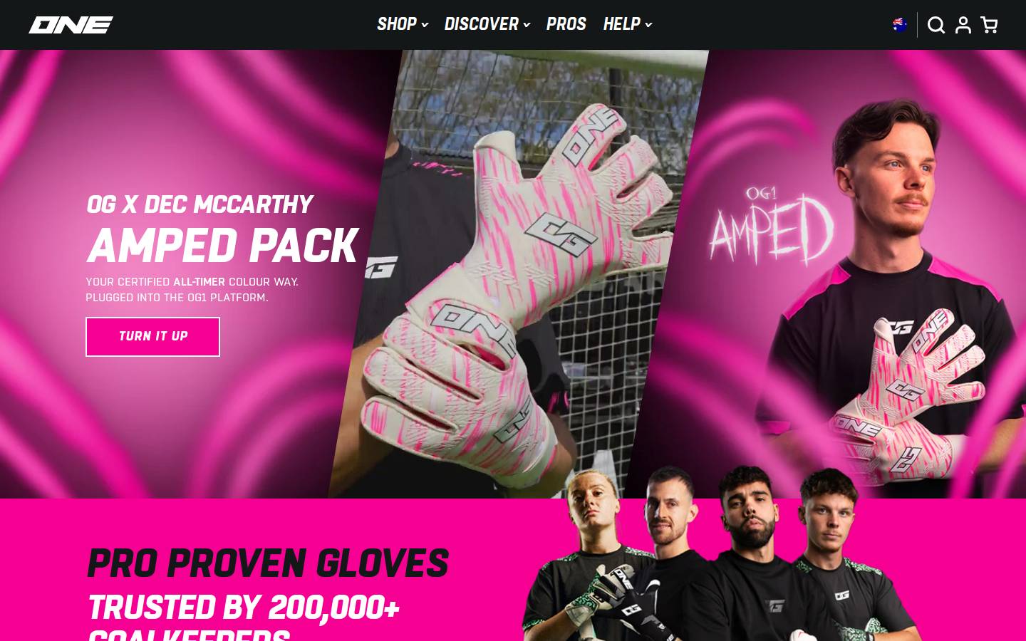 The One Glove homepage screenshot