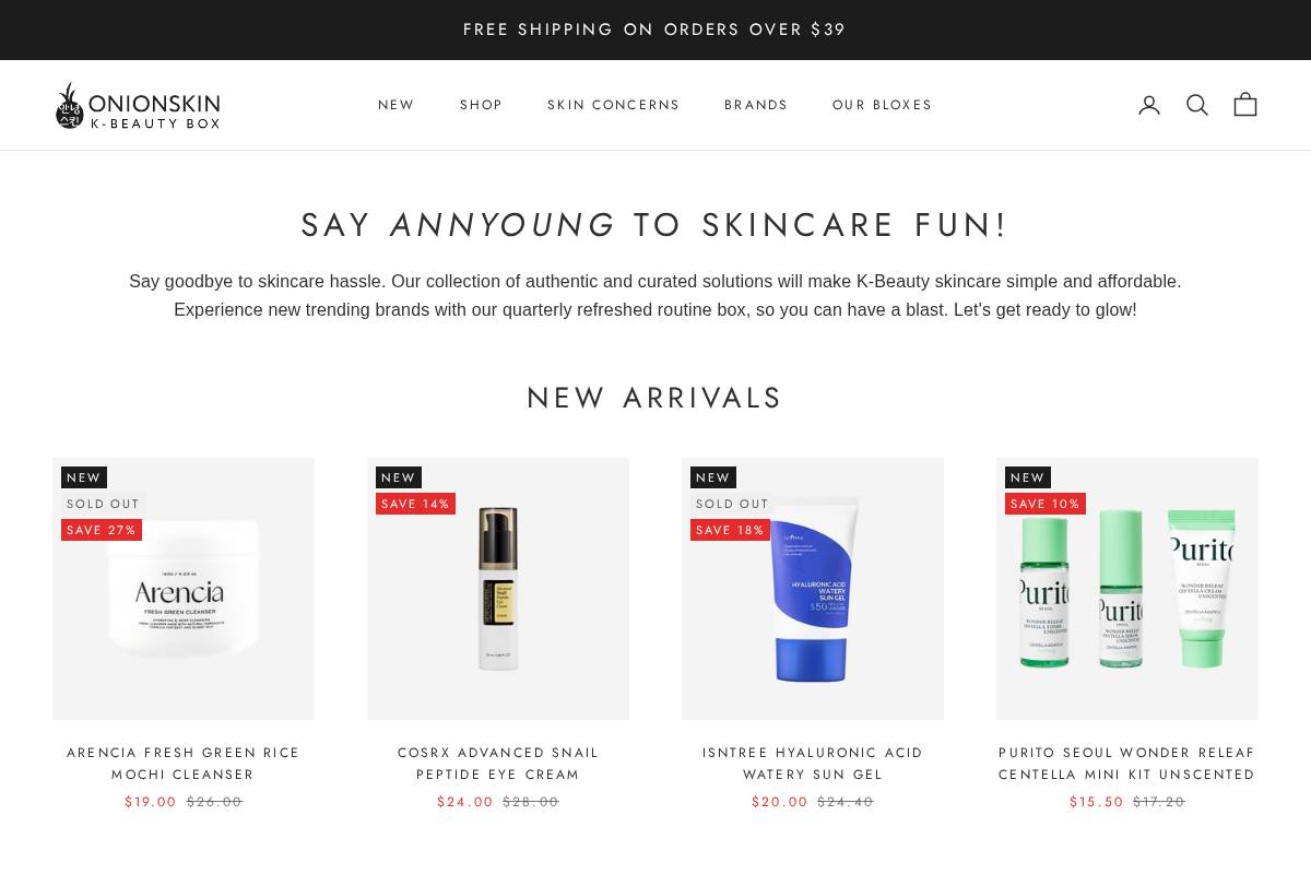 theonionskin.com homepage screenshot