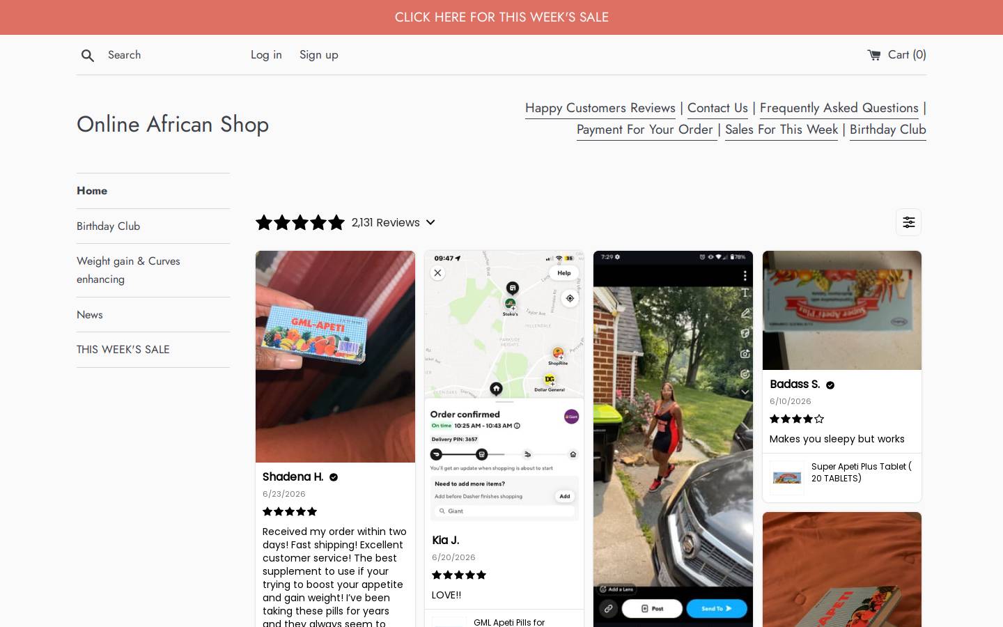 theonlineafricanshop.com homepage screenshot
